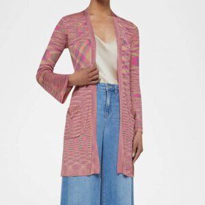 L’AGENCE Neve Space-Dye Belted Cardigan – Size M – Pink/Purple/Green